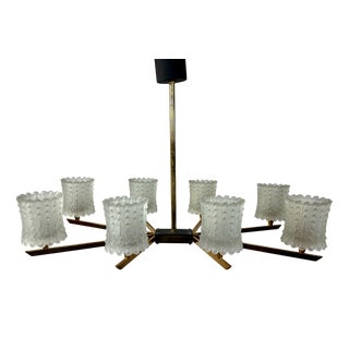 Vintage Glass and Metal Chandelier, 1960s For Sale