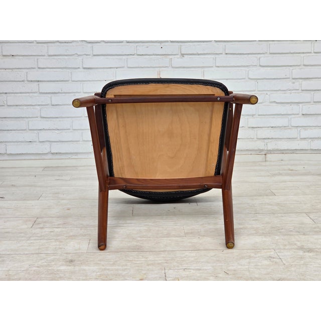 Danish Armchair in Teak Wood and Black Artificial Leather, 1960s For Sale - Image 12 of 13