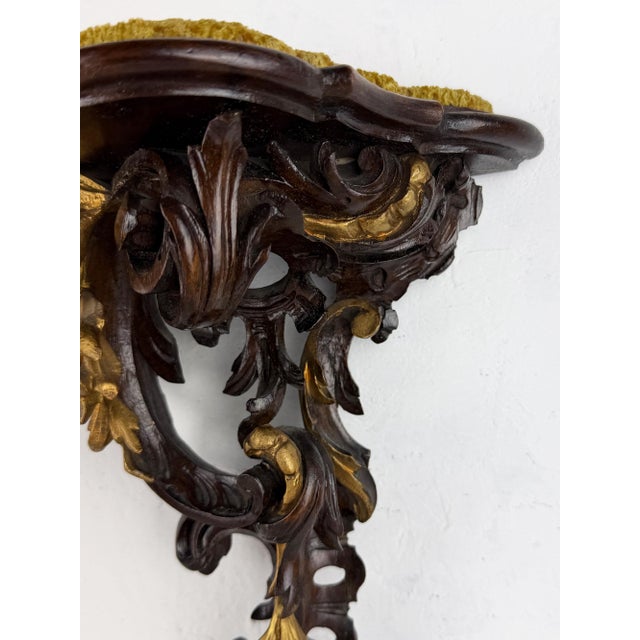 Antique Victorian Rococo Hand-Carved Wooden Wall Shelf with Gilt Accents For Sale - Image 13 of 16