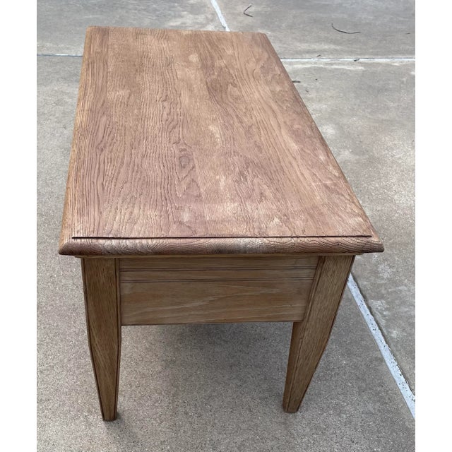 Wood Mid Century Modern Bleached Solid Wood Coffee Table With Pull Out Tray For Sale - Image 7 of 12
