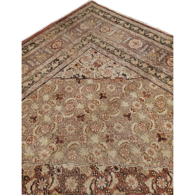 Antique Tabriz Carpet, Handmade Persian Rug in Masculine Gold, Brown and Taupe For Sale In New York - Image 6 of 12