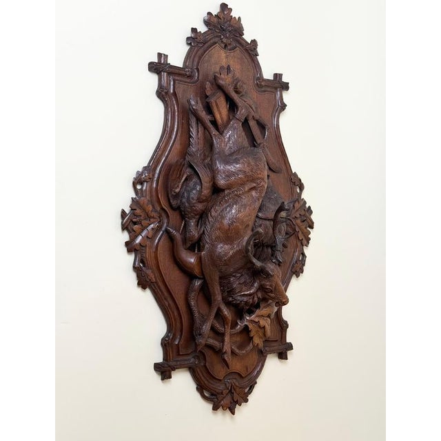 Black Forest Hunting Plaque attributed to Johann Flück, 1880 For Sale - Image 3 of 18