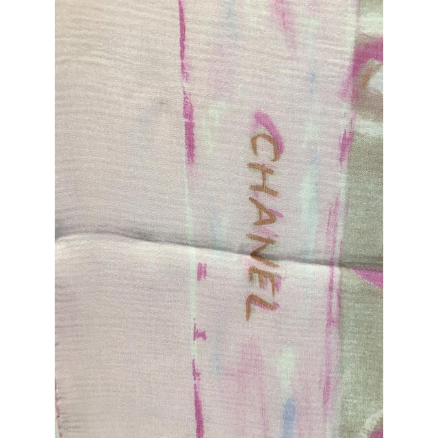 Chanel Sheer Pink Silk Scarf For Sale In Philadelphia - Image 6 of 7