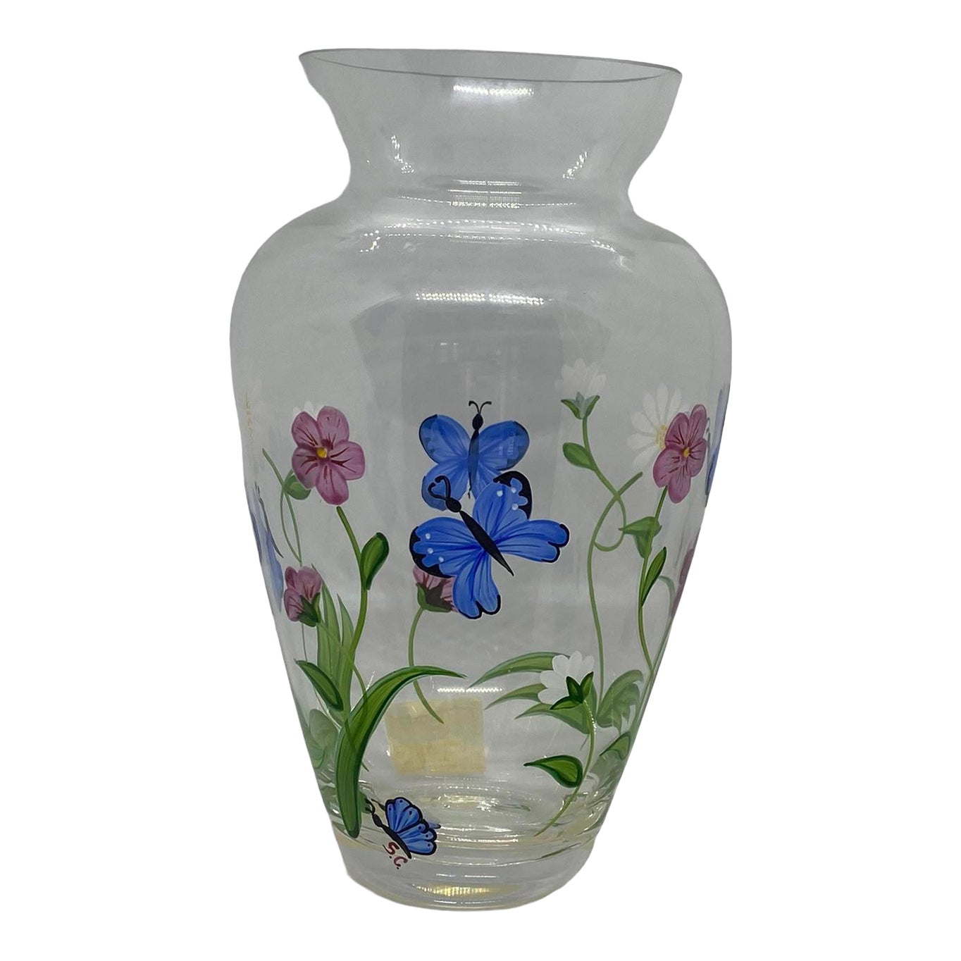 Vintage Lenox “Butterflies and Blossoms” HandPainted Blown Glass Vase
