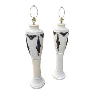 1980s Post-Modern Neoclassical Plaster Floor Lamps - a Pair