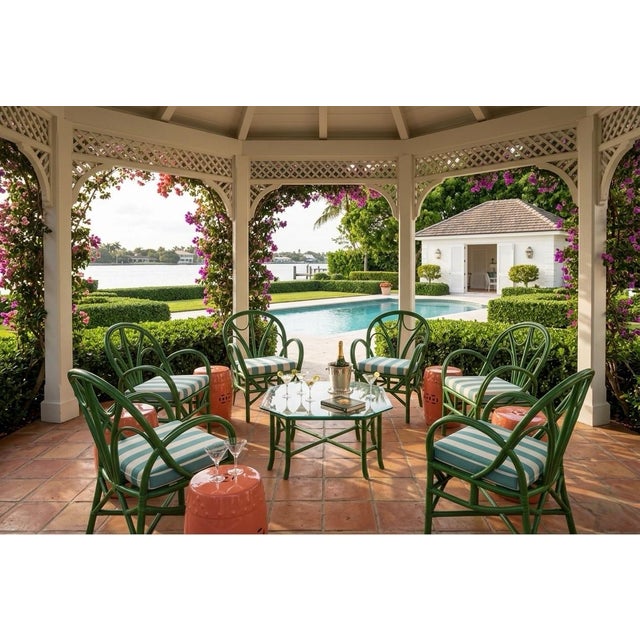 Set of 6 Vintage Moroccan-Style Bentwood Armchairs in Garden Green For Sale - Image 11 of 12