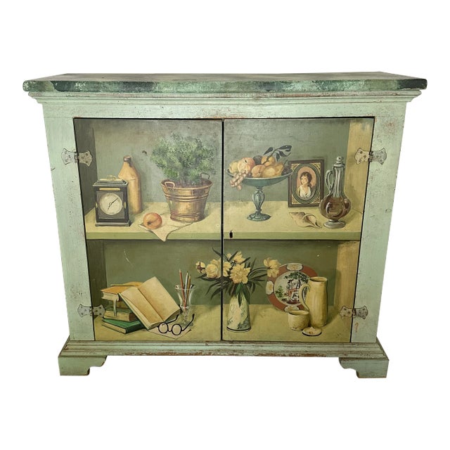 Sarried Ltd Hand Painted Trompe Loiel Cabinet Italy For Sale