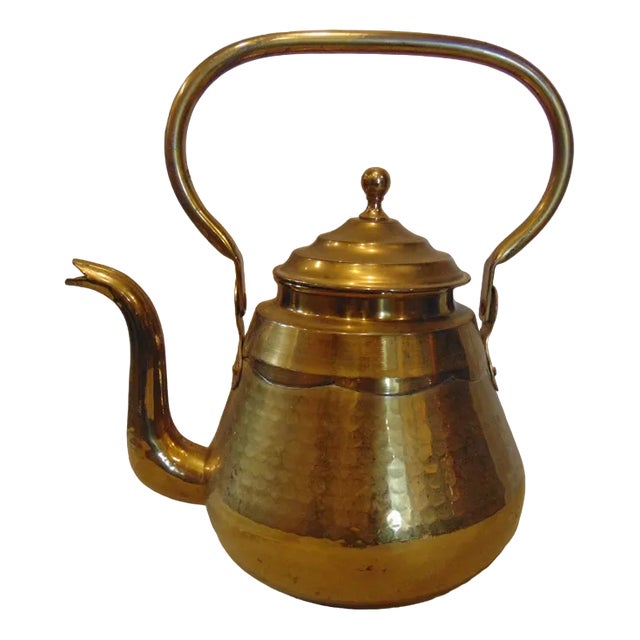 Art Deco Brown Brass Kettle For Sale