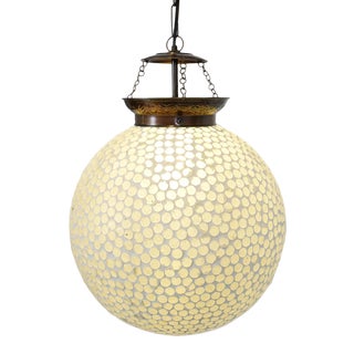White Mosaic Globe Pendant Lamp For Sale