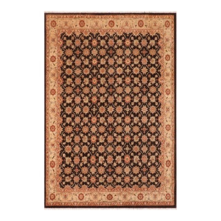Shabby Chic Ziegler Brown Beige Hand-Knotted Wool Rug - 7'11'' X 9'10'' For Sale