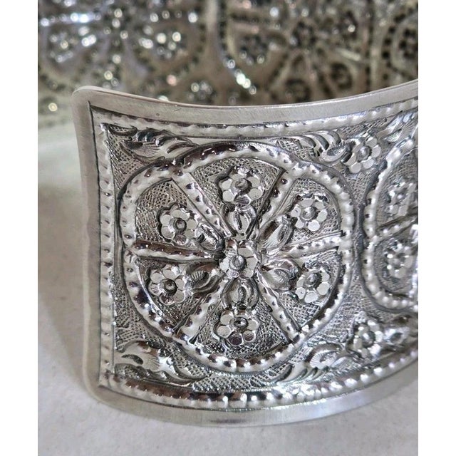 Sterling Silver Repoussé Cuff Bangle, Birmingham, 2009 For Sale - Image 11 of 18