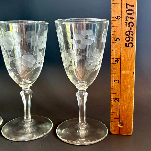 Glass Vintage Libbey Embassy Wine Glasses Set of 4 | 1950s Mid Century Glassware - 5 3/4" For Sale - Image 7 of 8