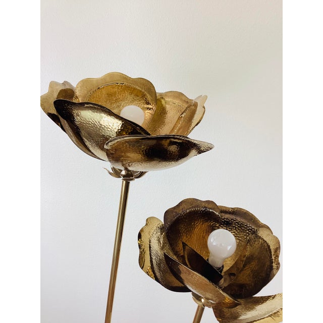 Vintage 1980s Brass Lotus Floor Lamp Chinoiserie / Hollywood Regency Style For Sale - Image 13 of 13