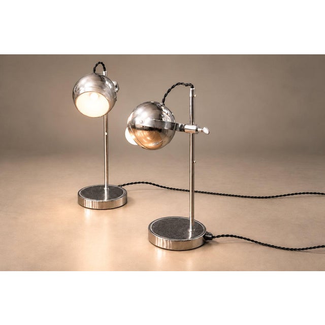1960s 1960s Brazilian Modern Chrome-Plated Table Lamps, - Pair Rewired For Sale - Image 5 of 18