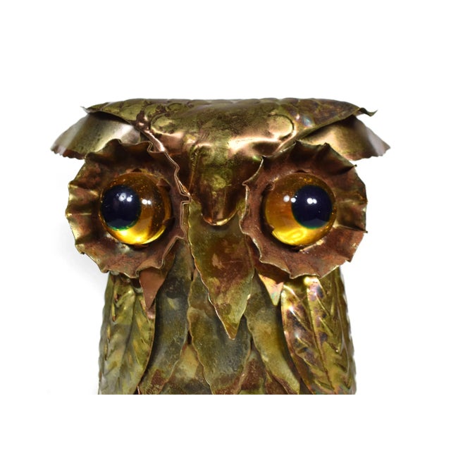 Vintage Sankyo Brutalist Art Owl Musical Box Figurine For Sale - Image 4 of 10