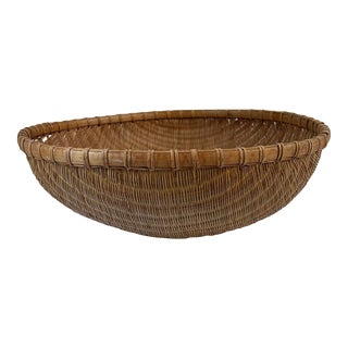 Vintage Large Woven Winnowing Basket For Sale