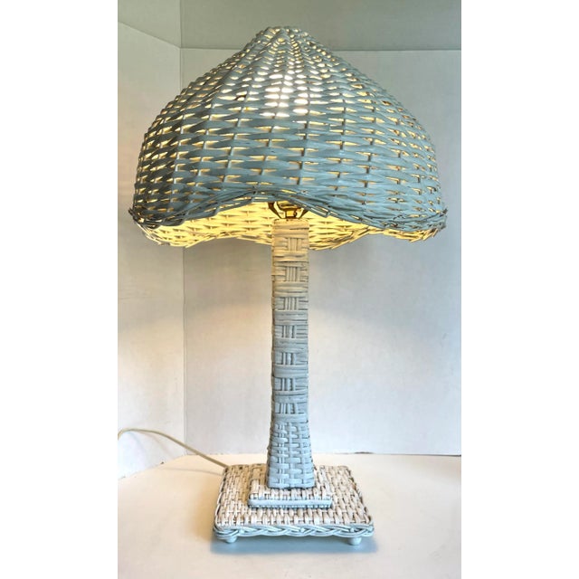 Vintage Woven Wicker Rattan Table Lamp For Sale - Image 12 of 13