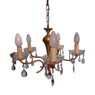 Vintage Five-Light Chandelier in Glass and Metal, 1960s For Sale