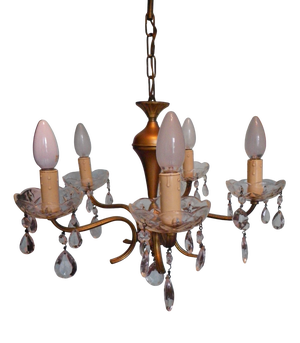 Vintage Five-Light Chandelier in Glass and Metal, 1960s