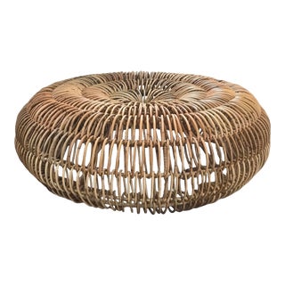 Franco Albini Style Lobster Pot Rattan Ottoman For Sale