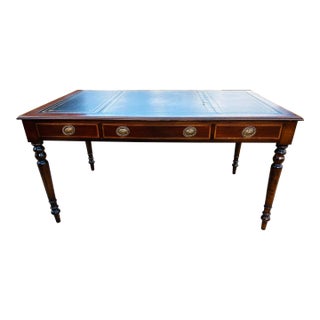 Mid-Century Vintage Regency Inspired Tooled Leather Topped Writing Desk For Sale
