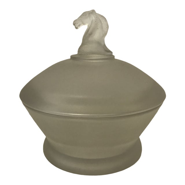 Vintage Frosted Glass Equestrian Candy Dish Horse Head Lid Chairish