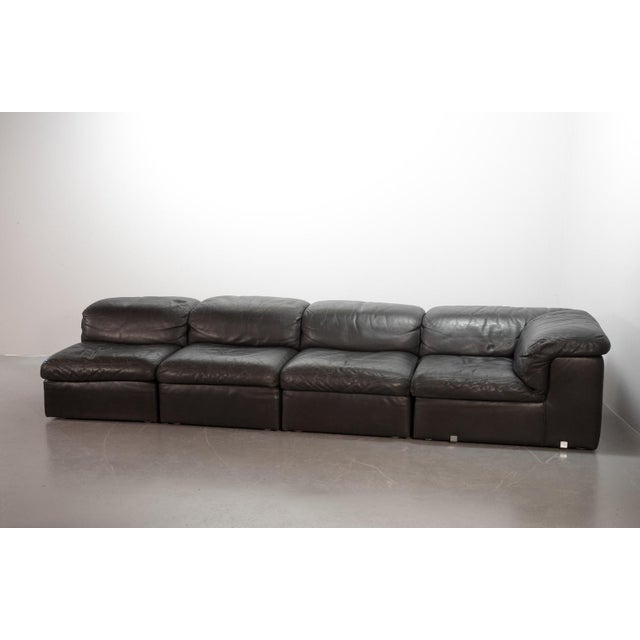 Modular Jeep Sofa in Grey Leather, 1970s, Set of 4 For Sale - Image 10 of 18