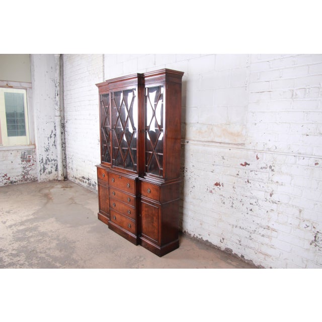 Baker Furniture Mahogany Breakfront Bookcase With Secretary