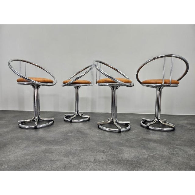 Animal Skin Mid-Century Space Age Chrome Dining Chairs, Italy, 1970s, Set of 4 For Sale - Image 7 of 10