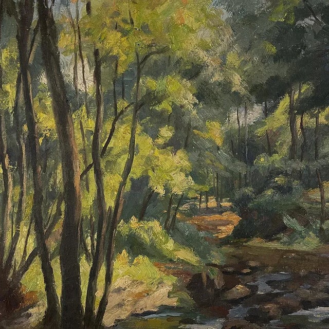 Impressionist Oil Painting on Canvas in Rustic Distressed Painted Frame by Joseph Lagasse (1878-1962) For Sale - Image 10 of 13