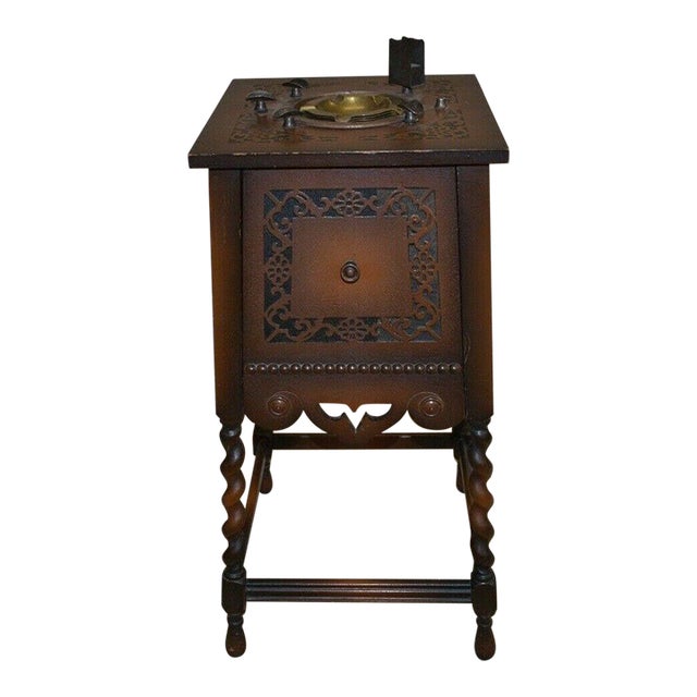 Antique Cigar Humidor Smoke Stand, Tobacciana Side Table Chairish