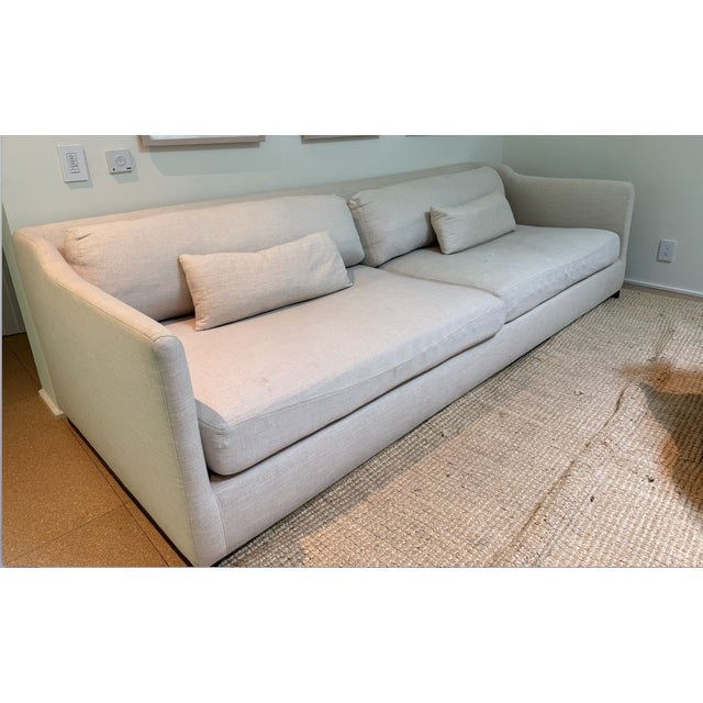 Cisco Home Down-Filled Sofa – Neutral Linen, Deep & Comfortable, or Reupholstery Opportunity For Sale In Los Angeles - Image 6 of 8