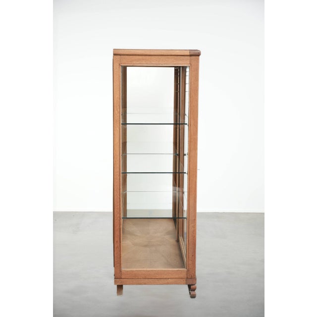 Antique Dutch Oak Display Cabinet with 2 Doors, Glass Shelves and Mirrored Back For Sale - Image 3 of 16