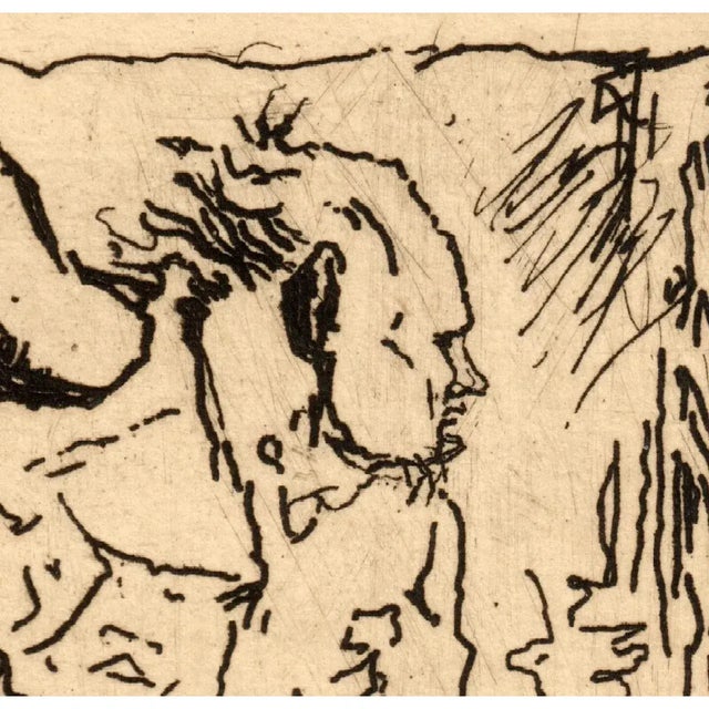 Impressionist "Two Figures" Old Master Print After Rembrandt Mid 20th Century For Sale - Image 3 of 9