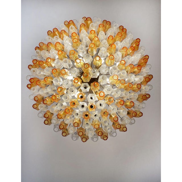 Amber & Clear Poliedri Murano Glass Ceiling Light, 1990s For Sale - Image 11 of 18