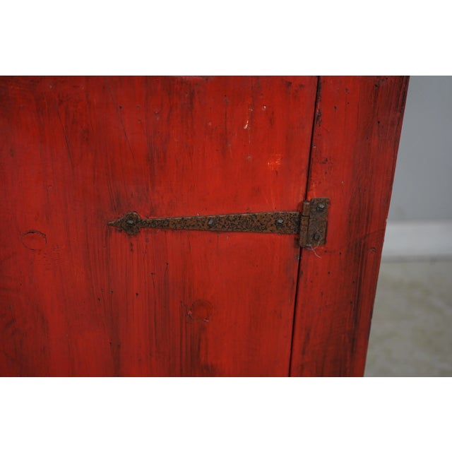 Shaker Style Country Red Painted Finish Hutch For Sale - Image 11 of 12