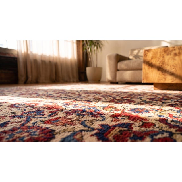 Textile 1880s Yellow Paisley Geometric Antique Persian Mishan Malayer Rug 4'2" X 6'6" Knotted Wool Carpet For Sale - Image 7 of 9