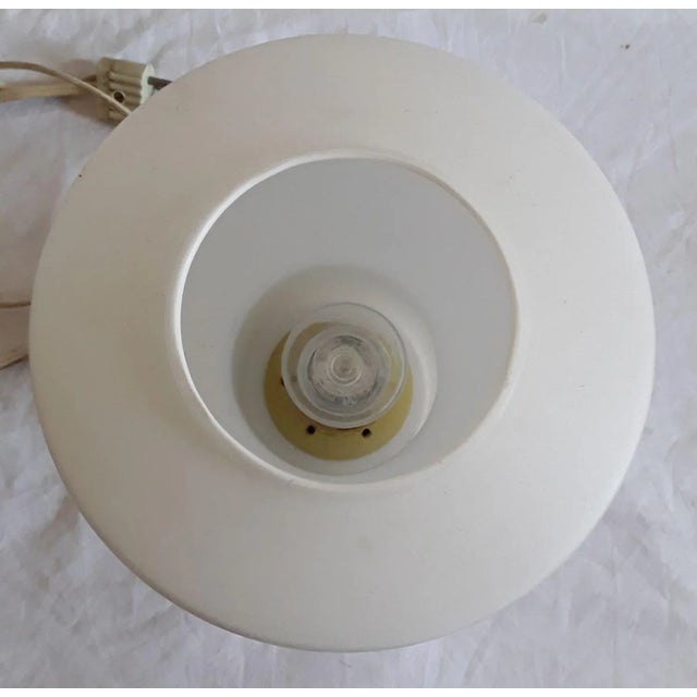 Vintage Teak and White Glass Table Lamp with Black Decor, 1970s For Sale - Image 4 of 7