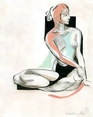 Semi Abstract Figurative Collage, Crossed Legs by Kathleen Ney