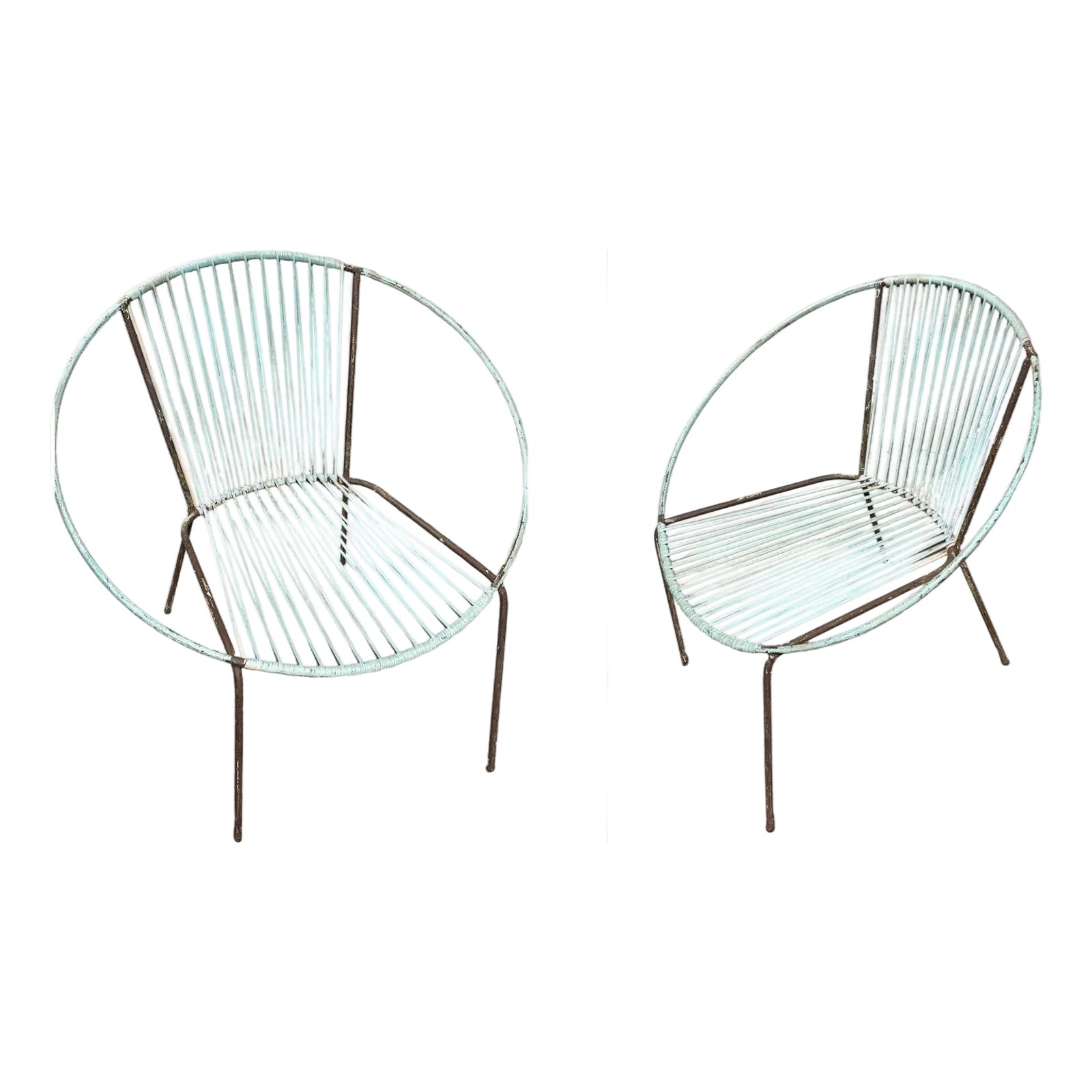 Mid 20th Century Iron and Rubber Cord Loop Outdoor/Patio Chair by ...