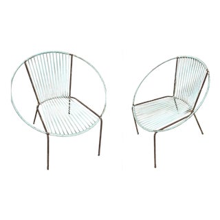 Mid 20th Century Iron and Rubber Cord Loop Outdoor/Patio Chair by Salterini, Pair, Attributed For Sale