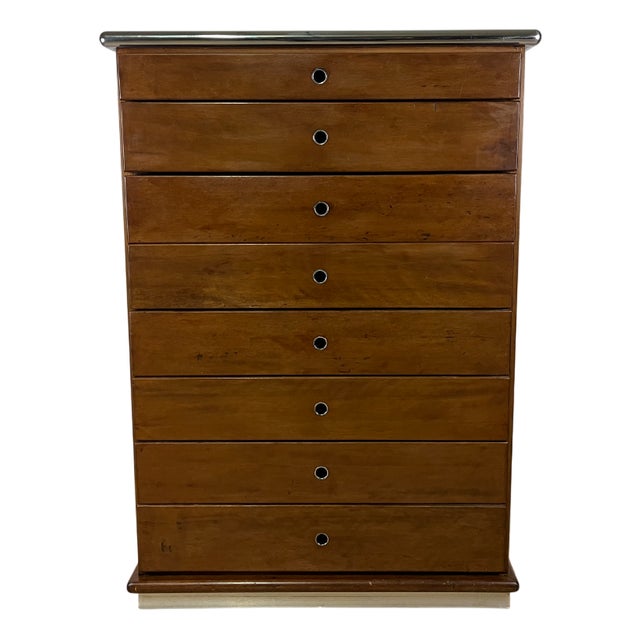 Vintage Bauhaus-Style Wooden and Steel Chest of Drawers, 1960s For Sale