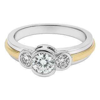 Platinum & 18k Diamond Ring, Size 6.75 For Sale