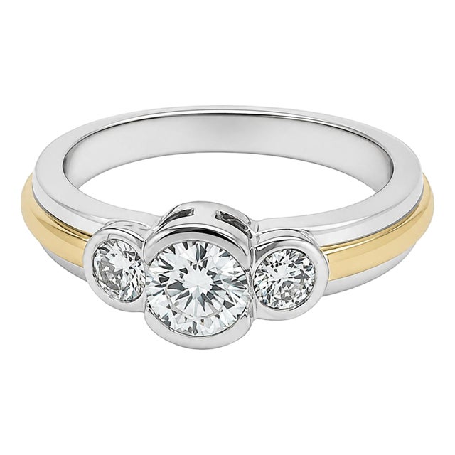 Platinum & 18k Diamond Ring, Size 6.75 For Sale