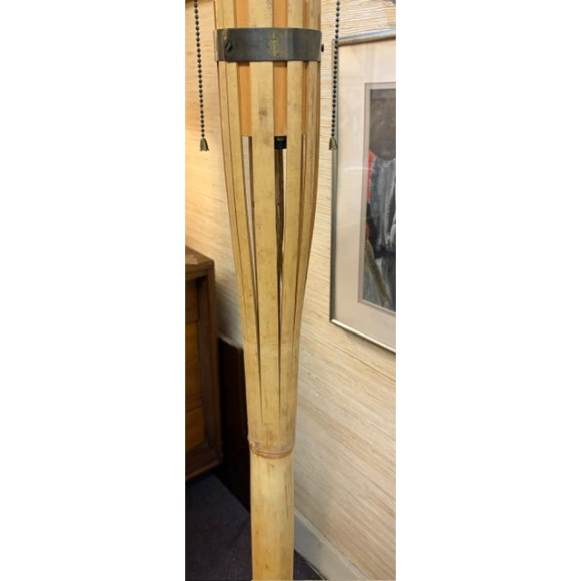 Mid 20th Century Mid Century Modern Bamboo Floor Lamp With a Fab Rice Paper Umbrella Shade For Sale - Image 4 of 11