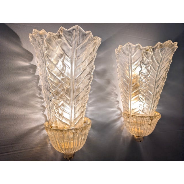Large Gold Leaf and Murano Glass Wall Lights from Barovier & Toso, 1980s, Set of 2 For Sale - Image 13 of 17