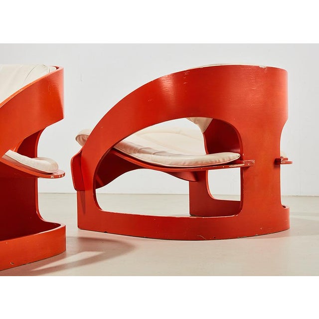 Wood 4801 Lounge Chairs by Joe Colombo for Kartell, 1960s, Set of 2 For Sale - Image 7 of 10