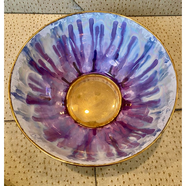 1980s Vintage Set of Rob Turner Hand Painted Bone China Bowl and Platter- 2 Pieces For Sale - Image 5 of 11