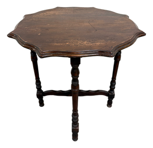 Vintage Jacobean Revival English Tudor Style Oak Side Table Lamp Table