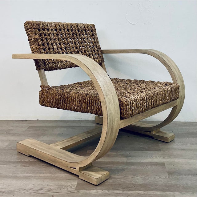 Contemporary Organic Modern Woven Hyacinth Rehema Accent Chair For Sale - Image 3 of 7